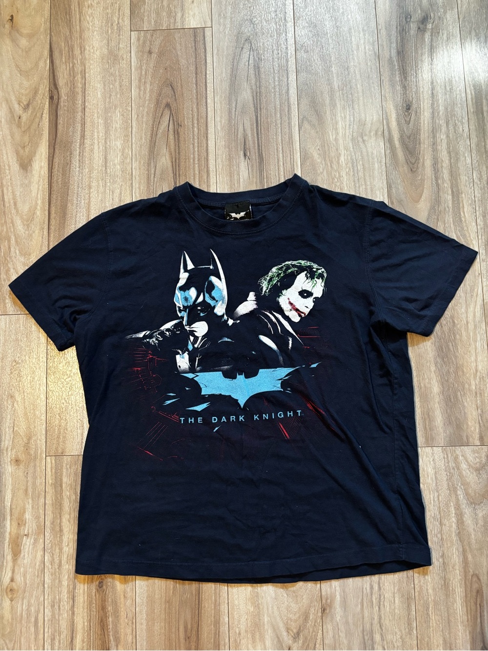 Large The Dark Knight Black Graphic Tee with Batman and The Joker